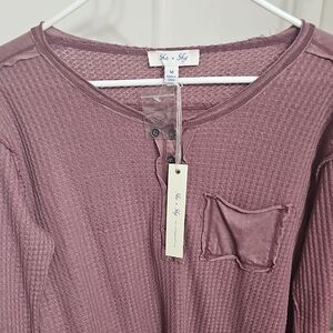 She + Sky Mauve Waffle Knit Top